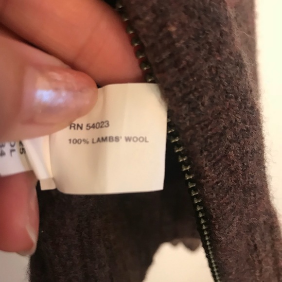 GUC GAP brown 100% lambswool sweater jacket w/hood - Picture 4 of 4